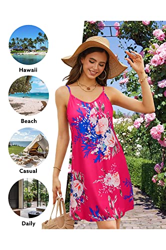 ULTRANICE Summer Dresses for Women 2024 Casual Sundress Spring Floral Outfits Clothes Beach Wedding Vacation Swimming Cover Ups Mini Spaghetti Strap V Neck Dress(Floral E,M)