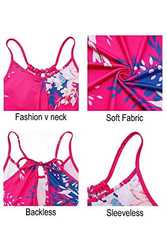 ULTRANICE Summer Dresses for Women 2024 Casual Sundress Spring Floral Outfits Clothes Beach Wedding Vacation Swimming Cover Ups Mini Spaghetti Strap V Neck Dress(Floral E,M)