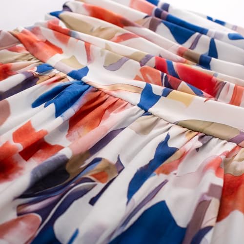 GRACE KARIN Women Strapless Casual Loose Ruched Long Maxi Dress with Pockets Blue Brown