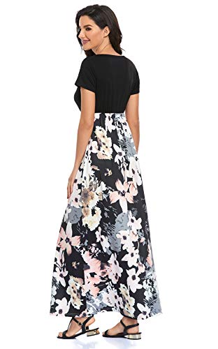 Lacavocor Womens Short Sleeve Maxi Dresses Empire Waist Long Dress, X-Large, B7
