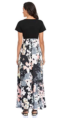 Lacavocor Womens Short Sleeve Maxi Dresses Empire Waist Long Dress, X-Large, B7