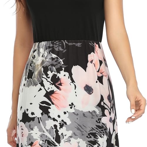 Lacavocor Womens Short Sleeve Maxi Dresses Empire Waist Long Dress, X-Large, B7