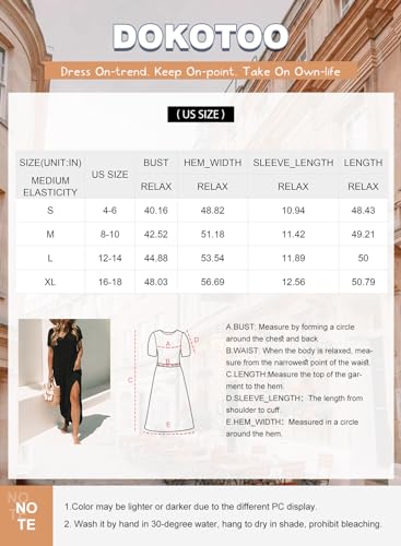 Dokotoo Womens Spring Summer Boho Hawaiian Vacation Outfits Fashion Long Dress T-Shirt Dress Short Sleeve Casual Loose Plain Maxi Beach Dresses Resort Wear Sundress with Pockets Parchment Small