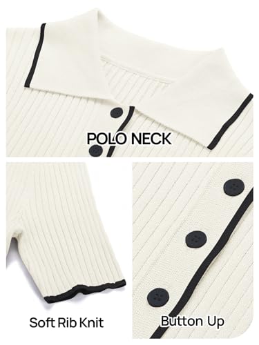 MEROKEETY Women's Polo V Neck Color Block Long Dress Elegant Stretch Fitted Pullover Maxi Dress, Beige, Large