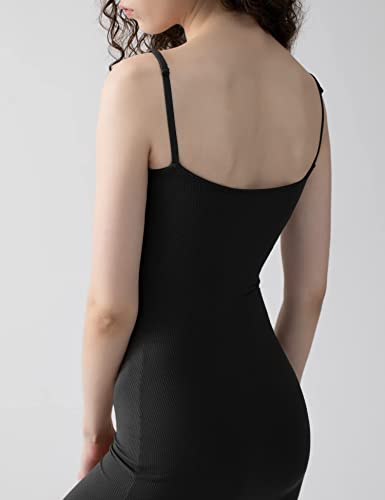 PUMIEY Maxi Dress for Women Long Dresses Bodycon Dresses Wedding Guest Dresses Slip Dress Jet Black X-Small