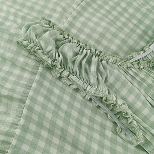 OSTOO Women's 2024 Summer Boho Floral Print Tiered Casual Flowy Long Maxi Dress(Green Plaid,M)