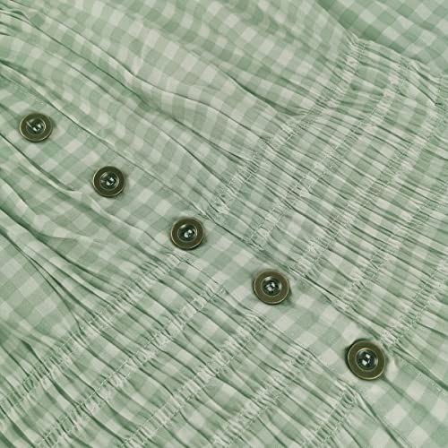 OSTOO Women's 2024 Summer Boho Floral Print Tiered Casual Flowy Long Maxi Dress(Green Plaid,M)