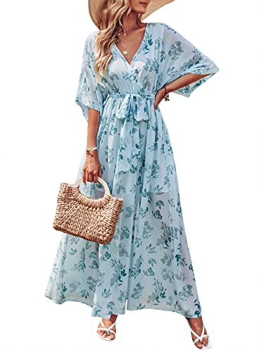 ANRABESS Women's Boho Floral Maxi Dress - Green Leaf