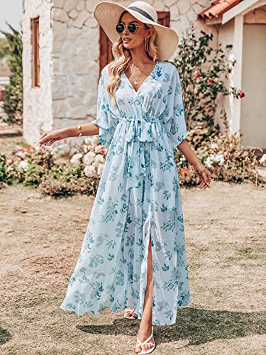 ANRABESS Women's Boho Floral Maxi Dress - Green Leaf