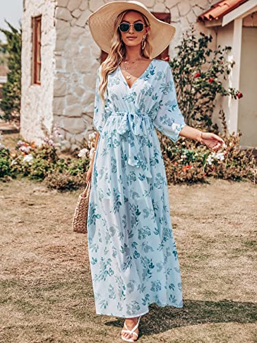 ANRABESS Women's Boho Floral Maxi Dress - Green Leaf