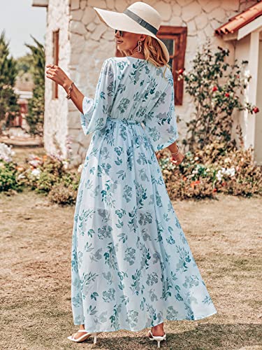 ANRABESS Women's Boho Floral Maxi Dress - Green Leaf