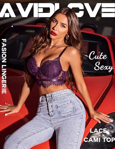 Avidlove Crop Top for Women Push Up Bra Lace Bralette Lingerie (Dark Purple, X-Large)