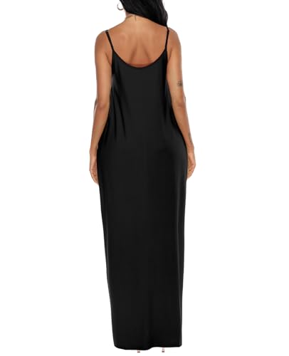 OFEEFAN Long Maxi Dress for Women Casual Summer Dresses Black Maxi Dress XL