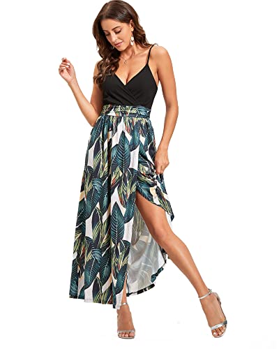 Newshows Dresses for Women 2024 Beach Cover ups Spaghetti Strap Casual Laua Party Tropical Outfits Cocktail Long Formal Flowy Sundresses Trendy (Floral 09, M)