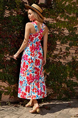 2024 Women's Summer Halterneck Flowy A Line Floral Maxi Long Dresses Multicolor S