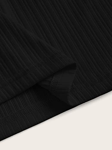 Verdusa Women's Casual Sleeveless Square Neck High Waist Rib Knit Tank Long Dress Black XS