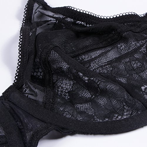HSIA Minimizer Bras for Women Full Coverage Underwire Bras Plus Size,Lifting Lace Bra for Heavy Breast 40DDD Black