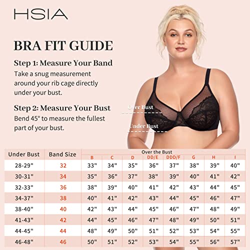 HSIA Minimizer Bras for Women Full Coverage Underwire Bras Plus Size,Lifting Lace Bra for Heavy Breast 40DDD Black