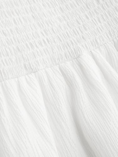 CIDER Women's Summer Cocktail Dress - Tube Ruched Ruffle Mini Dress: White, S