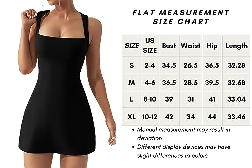 QINSEN Womens Bodycon Sleeveless Dress Square Neck Tank Top Tapered Shoulder Strap Dresses Black L