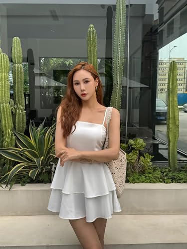 BNGD Women's Backless Bow Tie Short Dress Summer Models Sexy Halter Dresses (X-Large, White)