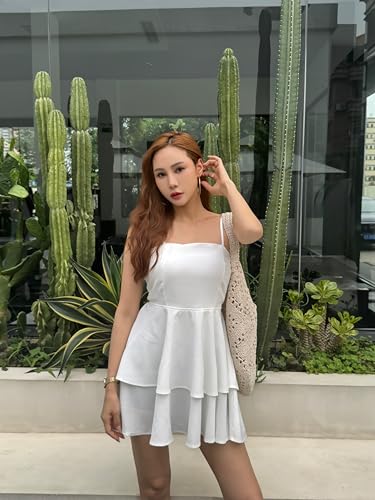 BNGD Women's Backless Bow Tie Short Dress Summer Models Sexy Halter Dresses (X-Large, White)