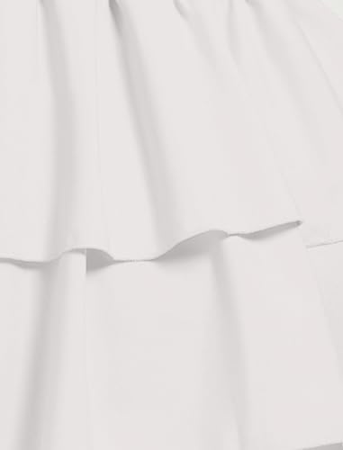 Mebius Womens Mini Dress Preppy Smocked Waist Halter Criss Cross Tiered Hem Backless A Line Short Ruffle Dresses Solid White S