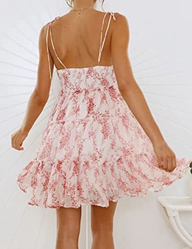 Mansy Womens Spring Flare Dresses Cute Chiffon Lantern Elegant Boho Hawaiian Flowy Mini Short Skirt Dresses for Women Party