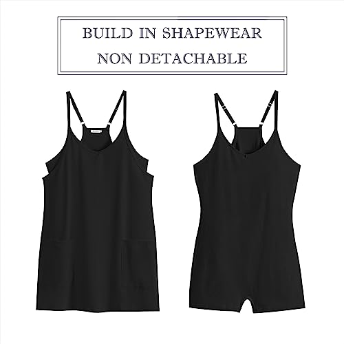 ANRABESS Women Summer Mini Romper Dress Workout Tennis Active Sports Athleisure Outfits Built in Shorts Trendy Vacation Black Medium