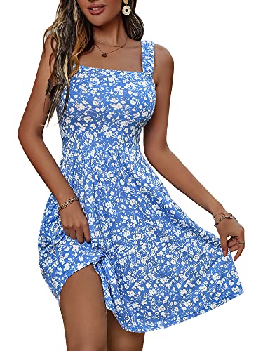 HUHOT Casual Spring Summer Dress for Women 2024 Trendy Graduation Vacation Cute Beach Boho Dress with Pocket Hawaiian Floral Easter Elegant Square Neck Plus Size Sun Dresses Wedding Guest Dress