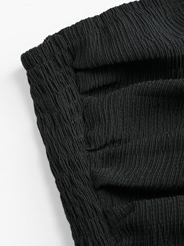 CIDER Women's Summer Cocktail Dress - Tube Ruched Ruffle Mini Dress: Black, L