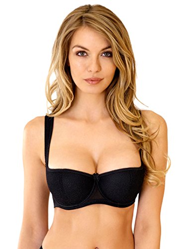 Rosme Womens Balconette Bra with Padded Straps, Collection Grand, Black, Size 38DD