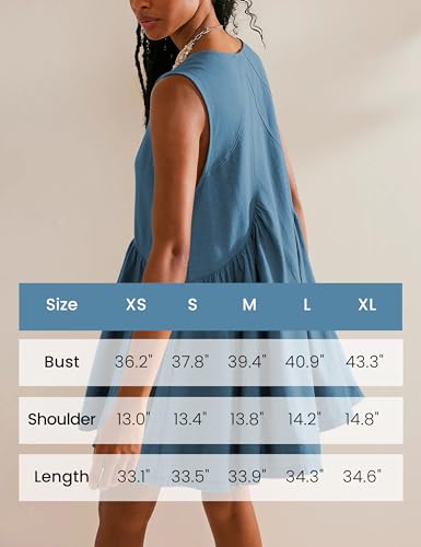 Athlisan Womens Summer Sleeveless Mini Dress Casual Loose V Neck Sundress with Pockets(Navy-S)