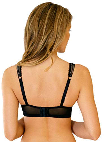 Rosme Womens Balconette Bra with Padded Straps, Collection Eliza, Black, Size 36C