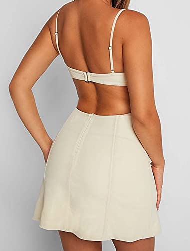 Just Quella Bodycon Dresses for Women Spaghetti Strap Bustier Backless Club Party Mini Dress (0-2,US)