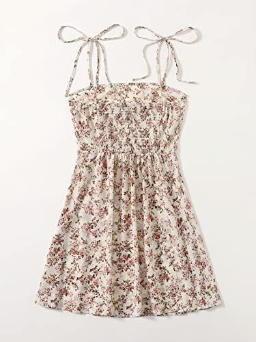 Floerns Women's Summer Floral Cherry Print A Line Short Cami Dress White Ditsy Floral M