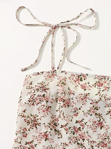 Floerns Women's Summer Floral Cherry Print A Line Short Cami Dress White Ditsy Floral M