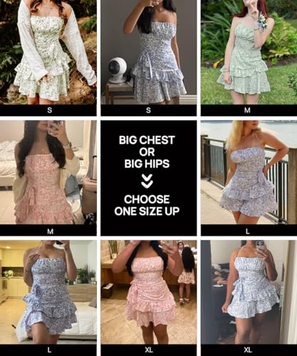 Narecte Summer Dresses for Women 2024,Tie Backless Mini Dress,Halter Dress,Floral Print Short Dresses,Ruffle Trim Casual Dresses Pink L