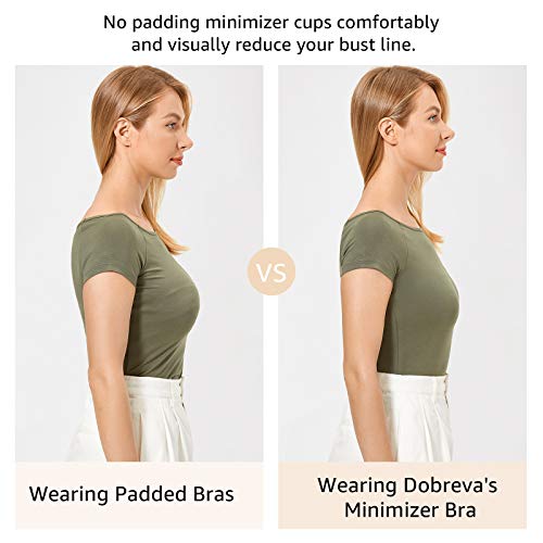 DOBREVA Women's Lace Bra Front Closure Bras Plunge Sexy See Through Minimizer Plus Size Underwire Black 38C