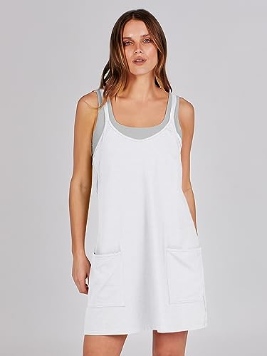 ANRABESS Women Summer Mini Romper Dress Workout Tennis Active Sports Athleisure Outfits Built in Shorts Trendy Vacation White XX-Large