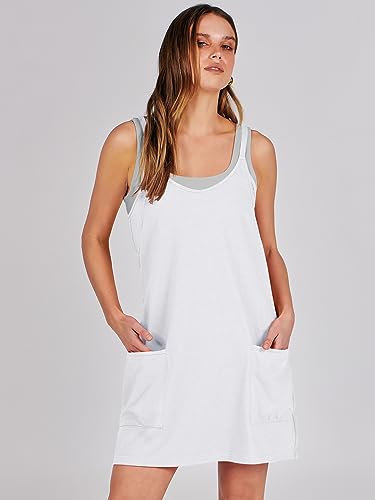 ANRABESS Women Summer Mini Romper Dress Workout Tennis Active Sports Athleisure Outfits Built in Shorts Trendy Vacation White XX-Large