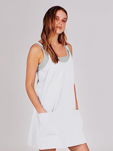 ANRABESS Women Summer Mini Romper Dress Workout Tennis Active Sports Athleisure Outfits Built in Shorts Trendy Vacation White XX-Large