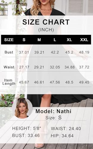 PRETTYGARDEN Short Sleeve Wrap V Neck Ruffle Summer Dress for Women Wedding Guest Dresses for Women 2024 Satin Midi Dresses (Light Lake Blue,XX-Large)