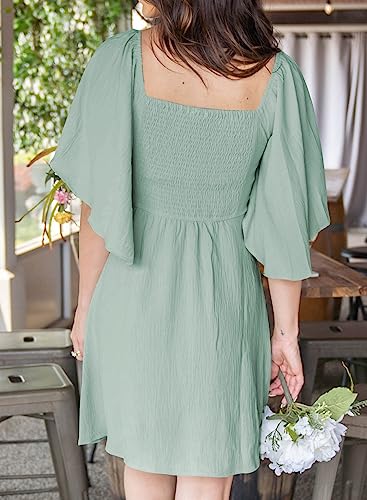 Dokotoo Spring Summer Dresses 2024 Easter Dress Women Casual Sexy V-Neck Womens Summer Dresses Beach Graduation Dress Short Wedding Guest Dress Green