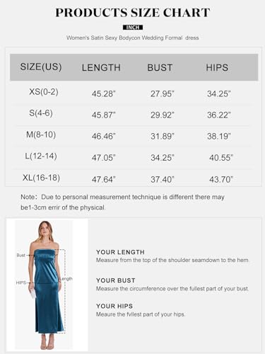 Caracilia Womens Summer Satin Formal Wedding Guest Maxi Dresses Sexy Backless Strapless Cutout Cocktail Party Prom Long Dress Dark Blue Small