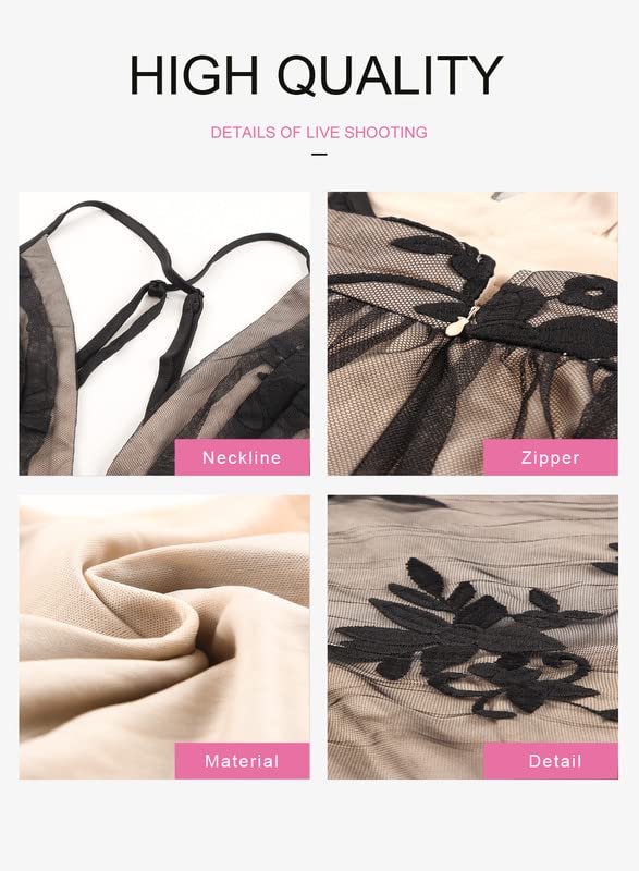 Dokotoo Deep V-Neck Backless Embroidered Mesh Maxi Dress - Sexy Plunging Spaghetti Straps for Evening Party, Prom, Wedding Guest