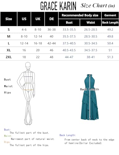 Women's 2024 Summer Halter Maxi Dress Hawaiian Beach Halter Neck Formal Long Wedding Guest Dresses Peacock Blue M