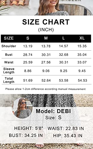 PRETTYGARDEN Women's Short Sleeve Boho Floral Dress A Line Smocked Midi Dress Casual Tiered Summer Dresses 2024 (Wine Red,X-Large)