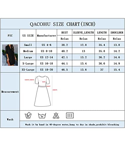 QACOHU Simple Solid Color Loose Ruffle Short Sleeve V-Neck Mini Summer Dress Shift Dress for Women Blue XL