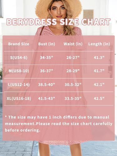 Berydress Women's Casual Summer Tiered Midi Dress Short Sleeve V-Neck Loose Cotton Ruffle Babydoll Dress Boho Sundress (L, 6175-Black)